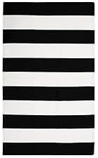 KOZYFLY Black and White Striped Rug Doormat 23.5' x 35.4' Cotton Woven Washable Black Indoor Outdoor Rugs for Layered Door Mats Porch/Kitchen/Farmhouse