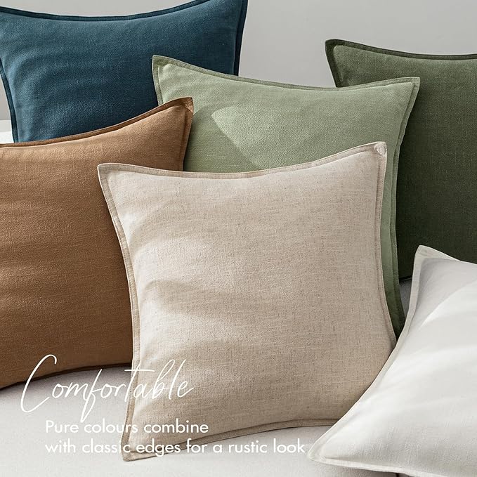 EMEMA Decorative Linen Throw Pillow Covers 24x24 Inch Navy Blue Boho Farmhouse Neutral Couch Throw Pillows for Bed Pack of 2 Accent Pillowcase Modern Sofa Cushion Livingroom Home