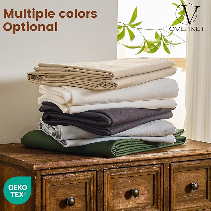 100% Linen Sheet Set Cal King Size Extra Deep Pocket Fits 18-24 Inch Mattress, Breathable & Soft, Smooth 6-Piece Set for Thick Mattresses Hotel Luxury Bedding(Cal King, Dark Grey)