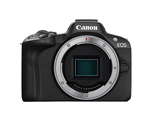 Canon EOS R50 Mirrorless Vlogging Camera (Body Only/Black), RF Mount, 24.2 MP, 4K Video, DIGIC X Image Processor, Subject Detection & Tracking, Compact, Smartphone Connection, Content Creator - color: Black, style: EOS R50 Body Only