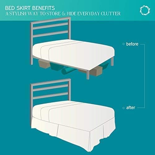 Bed Skirt - Ruffled Bed Skirt (Full XL, Taupe) 12 Inch Drop Dust Ruffle with Platform, 100% Cotton 800 Thread Count Fabric - Dust Ruffle Bedskirt for Easy Fitting and Easy Care