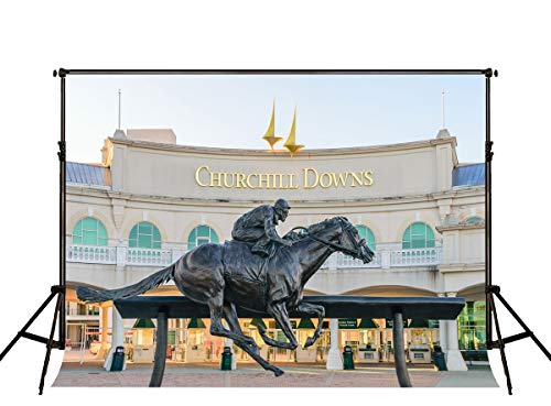 Kate 20x10ft Statue Photography Background Kentucky Derby Horse Track Photo Backdrop Photo Booth Props - size: 20x10ft