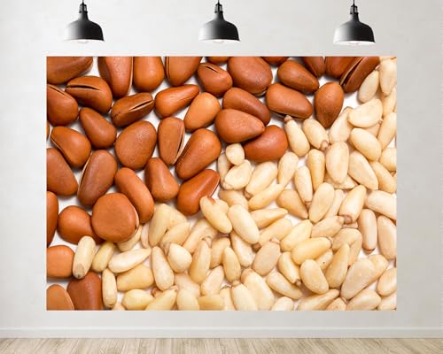 Trykid 6x4ft Pine Nuts Nut Closeup Backdrop Natural Food Texture Photography Background Kitchen Decor Party Decoration Tapestry Photo Booth Prop Fabric - size: 6x4ft