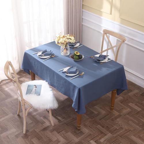 Simple&Opulence Textured Tablecloth 100% Linen Table Cloth, Kitchen Dinning Tabletop Decoration, for Outdoor and Indoor Use (Classic Blue, 60"×104") - color: Classic Blue, size: 60" x 104" (Rectangular)