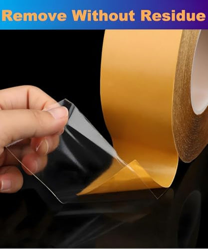 Ultra-Thin Clear Double Sided Tape Heavy Duty 2-Inch x 50 Feet Two Sides Strong Stick Mounting Adhesive Tape for Arts & Crafts, Fix Carpet, Women Clothes, Woodworking, Anti Cat Scratch, Sewing Project - size: 2Inch x 50 Feet