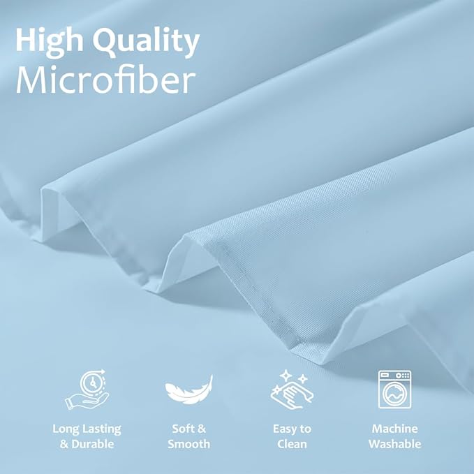 Shreem Linen Ruffled Bed Skirt with Split Corners, Gathered Style, 100% Microfiber, 10-Inch Drop, Dust Ruffle Bedskirt with Platform, Twin-XL, Light Blue