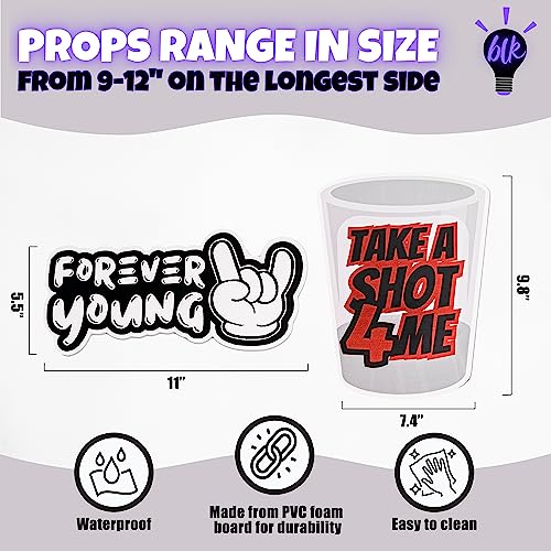 (2000's Pack) Elevate Your Photo Booth Experience with Durable & Waterproof Photo booth Props - Perfect for Weddings, Birthdays, & Photo Booth Businesses - PVC Foamboard Photo Props -10 pieces per Set - color: 2000's Pack