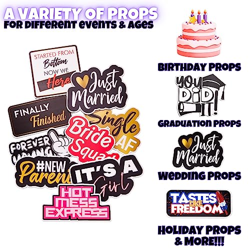 (2Lit Pack) Elevate Your Photo Booth Experience with Our Durable & Waterproof Pack of Signs-Perfect for Weddings, Birthdays, and Photo Booth Businesses - PVC Foamboard Photo Props - color: 2lit Pack