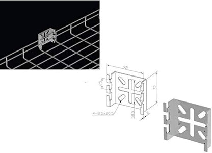 Kable Kontrol Spider Bracket – Wall Support Brackets - Wire Mesh Tray Cable Management Rack Cable Basket, Zinc Plated Steel NEC Approved for Network, Fiber Optic, Cabling Accessory