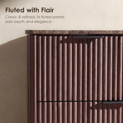 Fluted 7 Drawer Dresser for Bedroom, 54"W Wooden Dressers & Chest of Drawer