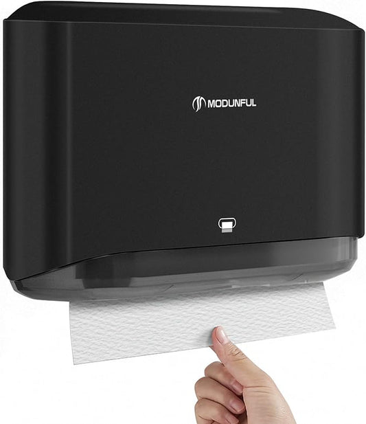 , Multifold/Trifold/C Fold Papers Dispenser, Bathroom Hand Towels Wall Mounted Tissue Holder, No-Drill Adhesive Commercial or Home Black