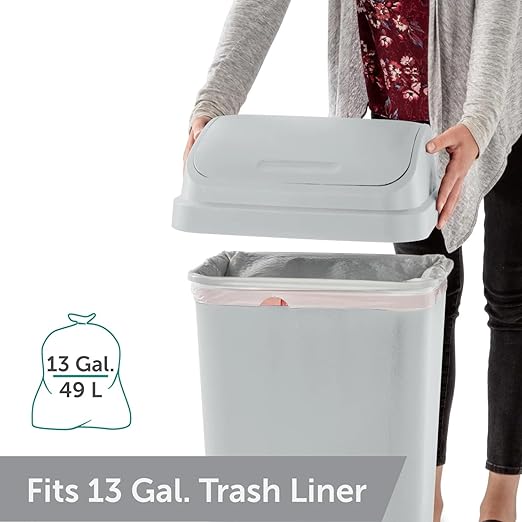 (5 Pack) Kitchen Trash Can, 13 Gallon Plastic Garbage Bin with Swing Top Lid, White, Gray(Gray)