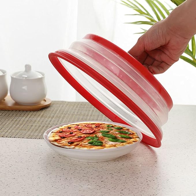 Collapsible Microwave Splatter Cover, 10.5 Inch, Microwave Plate Cover With Steam Vent (Light ink blue)
