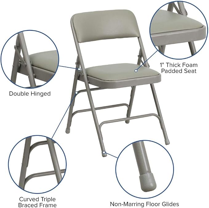 Flash Furniture 4 Pack HERCULES Series Curved Triple Braced & Double Hinged