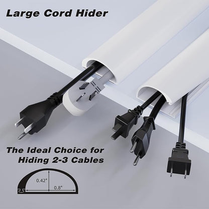 78" Silicone Cord Hider for Wall Mount TV,Large Self-Adhesive Cable Hider for 2-3 Cords,Cable Management Under Desk,Cord Organizer,Cable Raceway Home & Office Trim,Cord Concealer Channel,White