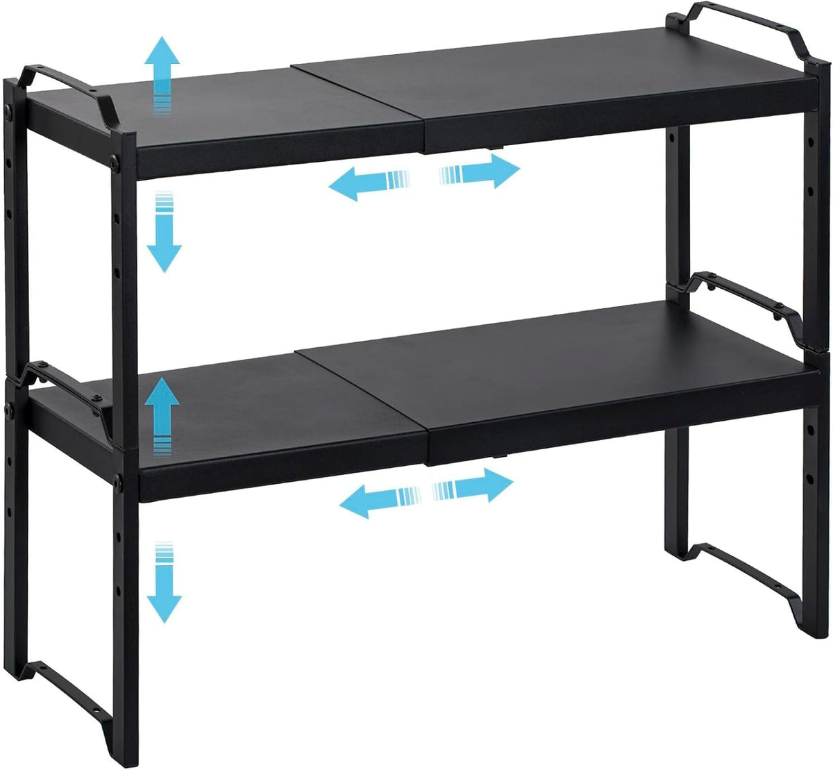4 Pack Kitchen Cabinet Shelves Organizers, Kitchen Counter Storage Shelf Spice Rack, Expandable Length, Adjustable Height, Stackable, Sturdy 30LBS Bearing, Small Cupboard Tabletop Organizer Shelf Rack