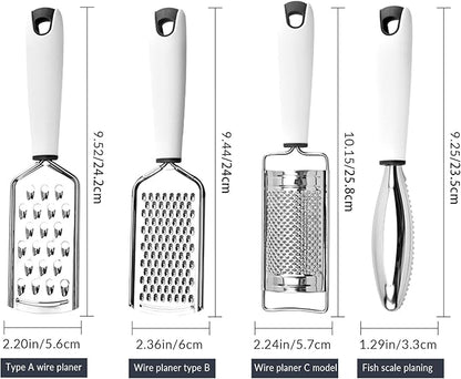 (4-pcs set) Stainless steel grater;fish scale grater;ginger grater;spice grater;fruit grater;vegetable grater;carrot,garlic,onion,nutmeg potato,cucumber,herb,cheese,salad grater