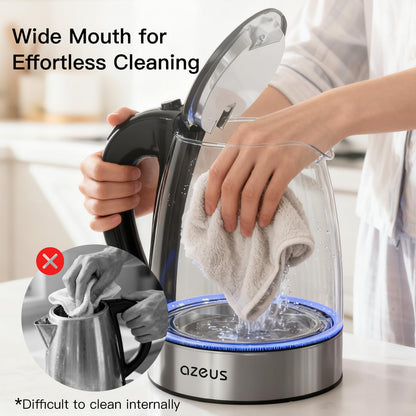 AZEUS Electric Kettle 1500W Tea Kettle, 1.8L Large Capacity with Auto Shut-Off and Boil-Dry Protection, BPA-Free