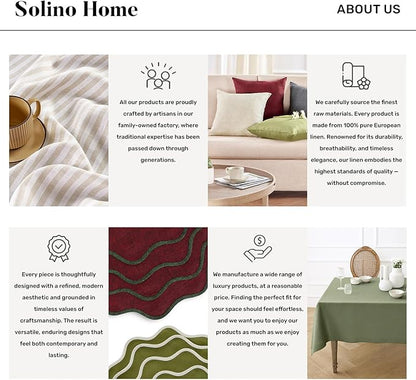 Solino Home Linen Table Runner 36 Inches - 100% Pure Linen Beet Hemstitch Table Runner 14 x 36 Inch Ideal for Dresser and Coffee Tables - Christmas, New Year, Winter - Classic Hemstitch