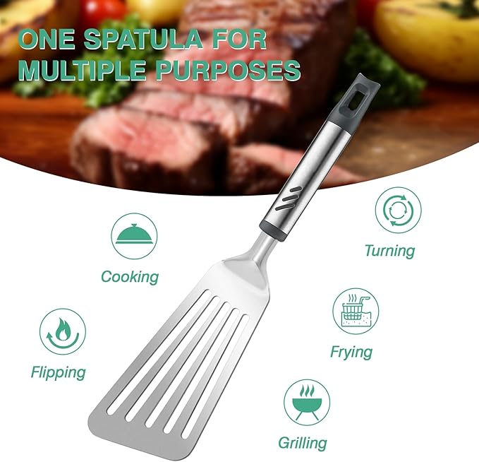 Lebabo Fish Spatula, Metal Slotted Turner for Cooking and Flipping