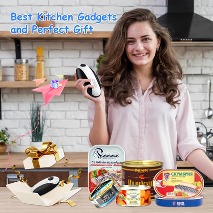 Electric Can Opener, Can Opener Electric Fits All Can Sizes, One Touch USB Rechargeable Electric Can Opener for Kitchen and Seniors with Arthritis, Chef, Automatic Can Opener, Portable Kitchen Gadgets