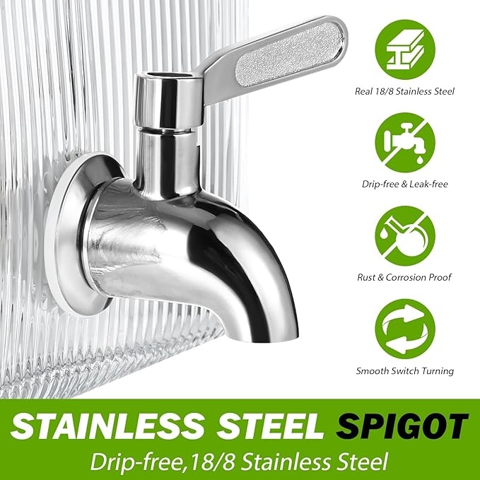 1 Gallon Drink Dispensers for Parties,Beverage Dispenser for Fridge with Leakproof Stainless Steel Spigot, Ideal for Water, Lemonade, Juice, Iced Tea