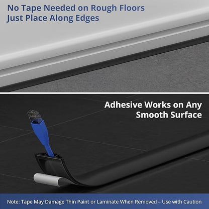 ZhiYo 3.6ft Cord Covers for Wires on Floor, Cord Hider Floor Hide Extension Cords, Soft PVC Cable Cover Cable Protector, Wire Cavity W0.62in H0.31in, Black