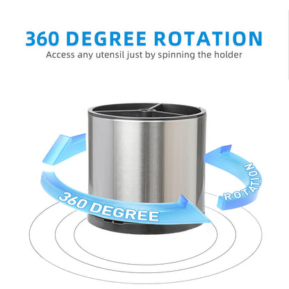 Utensil Holder,Large 360°Rotating Kitchen Utensil Holder For Counter
