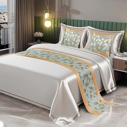 Bed Runner for Guest Room，Luxury Bed Runner，Wedding Bed Runner，Embroidered Bed Runner，Breathable Washable，Hotel Decor，Bed Decorations ，for Home Hotel Decorations(F,50 * 240cm)