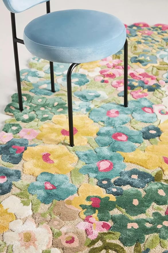 Cassia Wool Viscose Area Rug – 6’ x 8' – Handmade Wool Area Rugs –Yellow – Rugs for Living Room, Bedroom – Anti-Skid – Carpets with Non-Slip Natural Backing with 100% Cotton