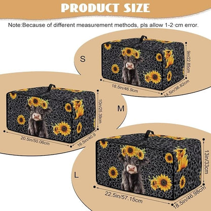 Air Fryer Toaster Oven Dust Cover with Storage Pockets, Stain-resistant Countertop Convection Oven Cover Kitchen Appliance Decor, M, Highland Cow Sunflower Dark Gray