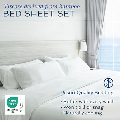 Hotel Sheets Direct 3 Piece Bed Sheet Set Twin XL Size, 100% Viscose Derived from Bamboo Sheets Set with 1 Pillowcase, Cooling & Breathable Luxury Bedding, Moisture-Wicking & Silky Soft, Dark Gray