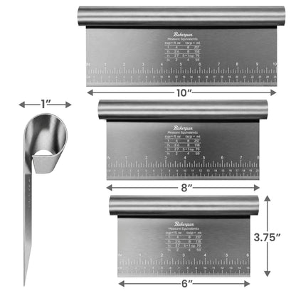 Bakerpan Stainless Steel Heavy Duty Dough Cutter 3 Size Set - 10, 8, 6 Inch