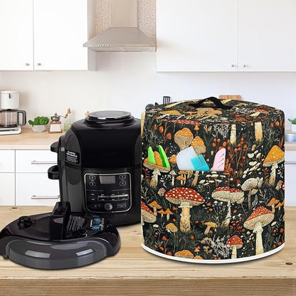 Dust Cover for 6 Quart Air Fryer and Electric Pressure Cooker with Pockets, Washable Cover for Electric Appliance, Portable Small Appliance Covers Accessories Mushroom