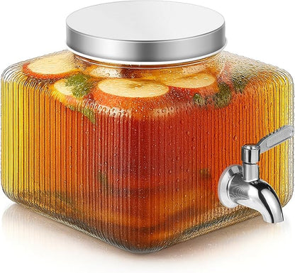 1 Gallon Drink Dispensers for Parties,Beverage Dispenser for Fridge with Leakproof Stainless Steel Spigot, Ideal for Water, Lemonade, Juice, Iced Tea