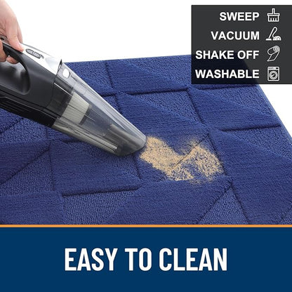 OLANLY Door Mats Indoor, Non-Slip, Absorbent, Dirt Resist, Entrance Washable Mat, Low-Profile Inside Entry Doormat for Entryway (30x17 inches, Navy)