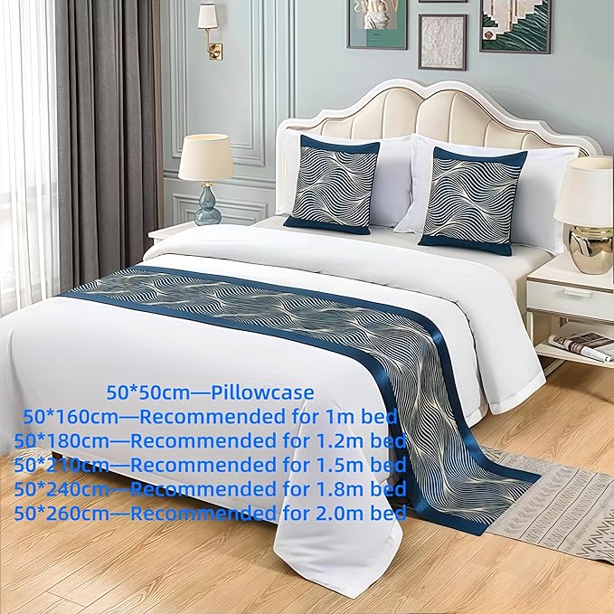 Bed Runner for Guest Room，Luxury Bed Runner，Wedding Bed Runner，Embroidered Bed Runner，Breathable Washable，Hotel Decor，Bed Decorations ，for Home Hotel Decorations(K,50 * 240cm)