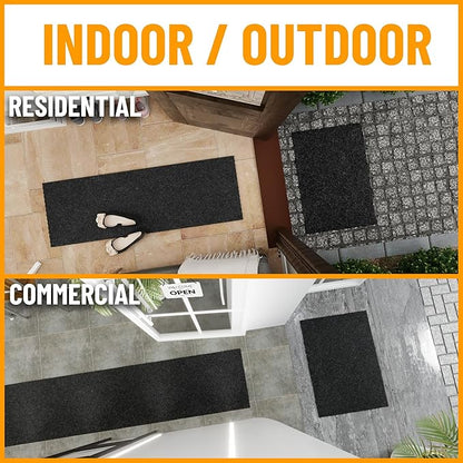 Ottomanson Commercial Scrape Rib Entry Mat – Heavy Duty Ribbed Floor Mat for High Traffic – Non Slip Rubber Back, Waterproof – Indoor Outdoor Use for Offices, Schools, Lobbies, 2' x 2'7", Black
