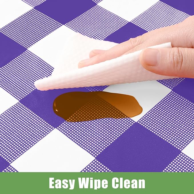 Smiry 5 Pack Purple Gingham Disposable Tablecloths - 54" x 108" Heavy Duty Plastic Table Cloth, Waterproof Buffalo Plaid Table Covers for Picnic, Banquets, Parties