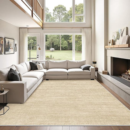 Art&Tuft Washable Rugs 6x9, Low Pile Area Rugs for Living Room - Non Slip and Stain Resistant Soft Thin 6x9 Rug for Bedroom, Dining Room, Kitchen, Office, Brown