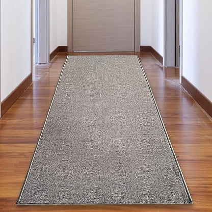 Custom Made Runner Rug Low Pile with Rubber Backing for Kitchen Foyer Hallway Entry Choose Your Length Size 26 Inch Wide Solid and Plain Grey Color (22 feet x 26 inch)