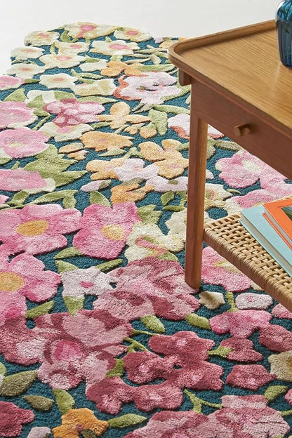 Cassia Wool Viscose Area Rug – 4’ x 6' – Handmade Wool Area Rugs –Multi – Rugs for Living Room, Bedroom – Anti-Skid – Carpets with Non-Slip Natural Backing with 100% Cotton