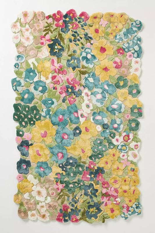 Cassia Wool Viscose Area Rug – 4’ x 6' – Handmade Wool Area Rugs –Yellow – Rugs for Living Room, Bedroom – Anti-Skid – Carpets with Non-Slip Natural Backing with 100% Cotton