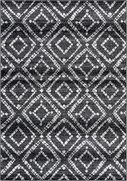 SAFAVIEH Adirondack Collection Area Rug - 5'1" x 7'6", Black & Ivory, Modern Diamond Distressed Design, Non-Shedding & Easy Care, Ideal for High Traffic Areas in Living Room, Bedroom (ADR131A)
