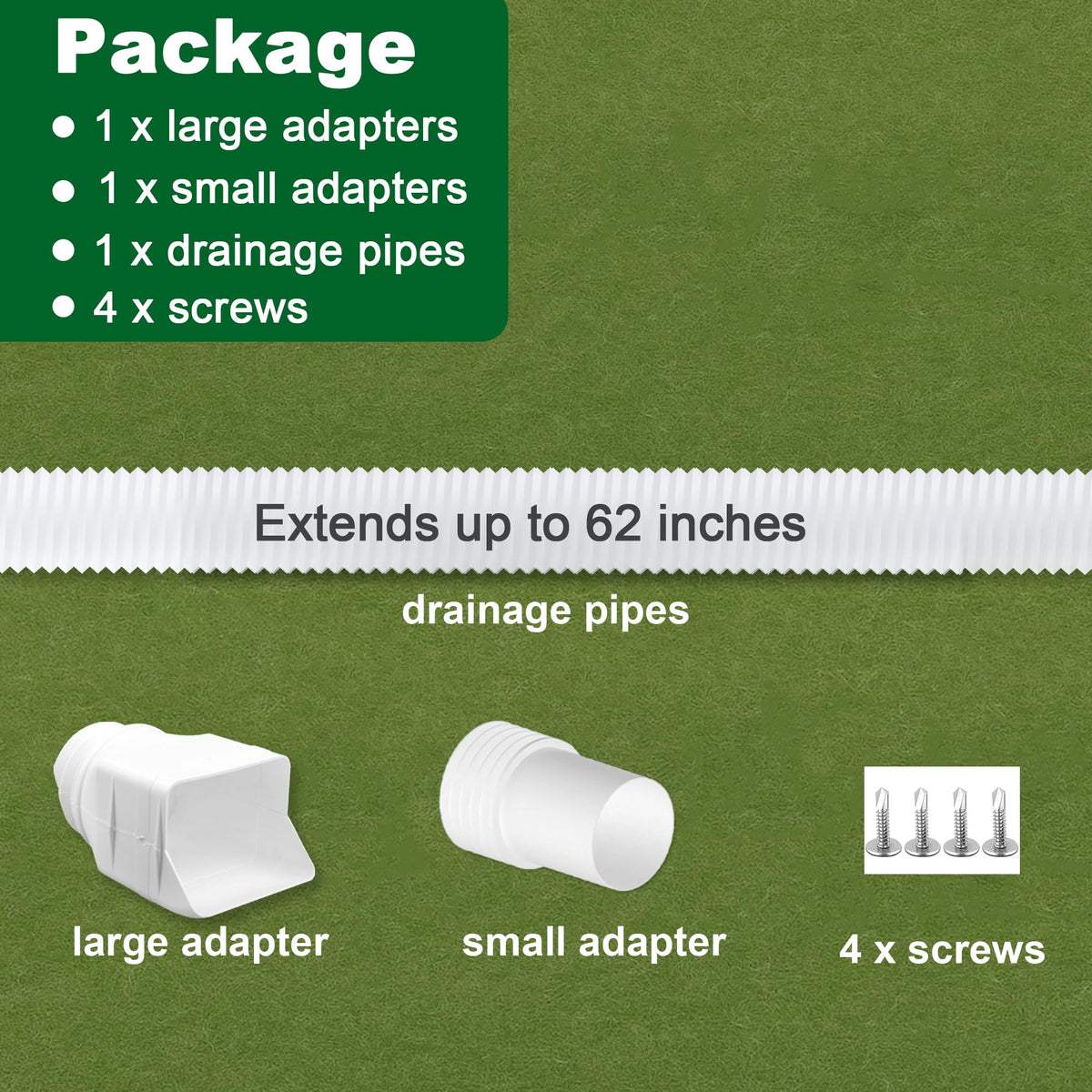 Binazon 1 Pack White-Rain Gutter Downspout Extension Extendable 21–62 in (Fits 3x4 Downspouts)