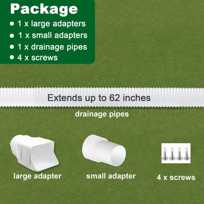 Binazon 1 Pack White-Rain Gutter Downspout Extension Extendable 21–62 in (Fits 3x4 Downspouts)