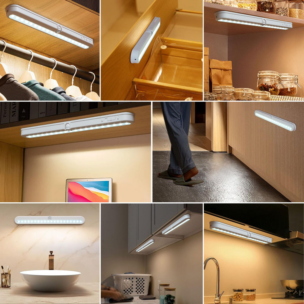 BLS T01L LED Closet Light | 20 LED Motion Sensor Under Cabinet Lighting, Battery Powered & USB Power