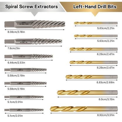 OSTTE 14-Piece Screw Extractor Set | Left-Hand Drill Bits & Bolt Extractor Kit